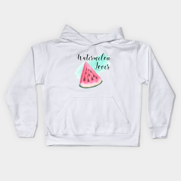 Watermelon lover Kids Hoodie by Derevnina_Art